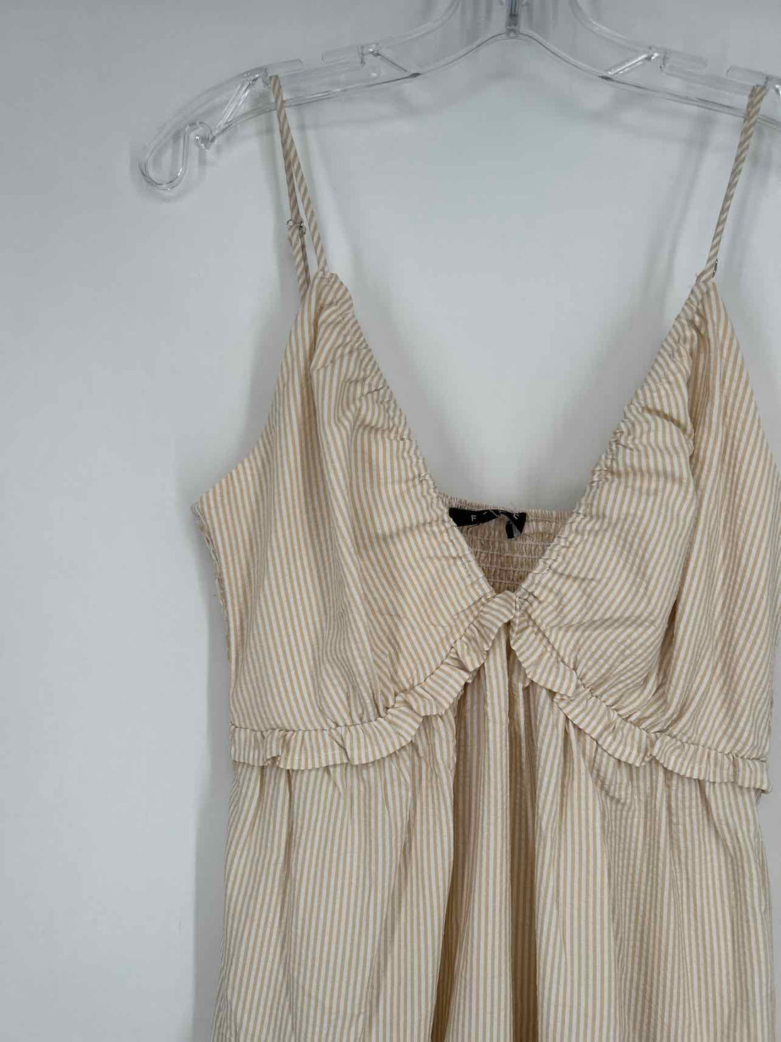 Fore Size L White & Beige Striped Seersucker NWT Dress