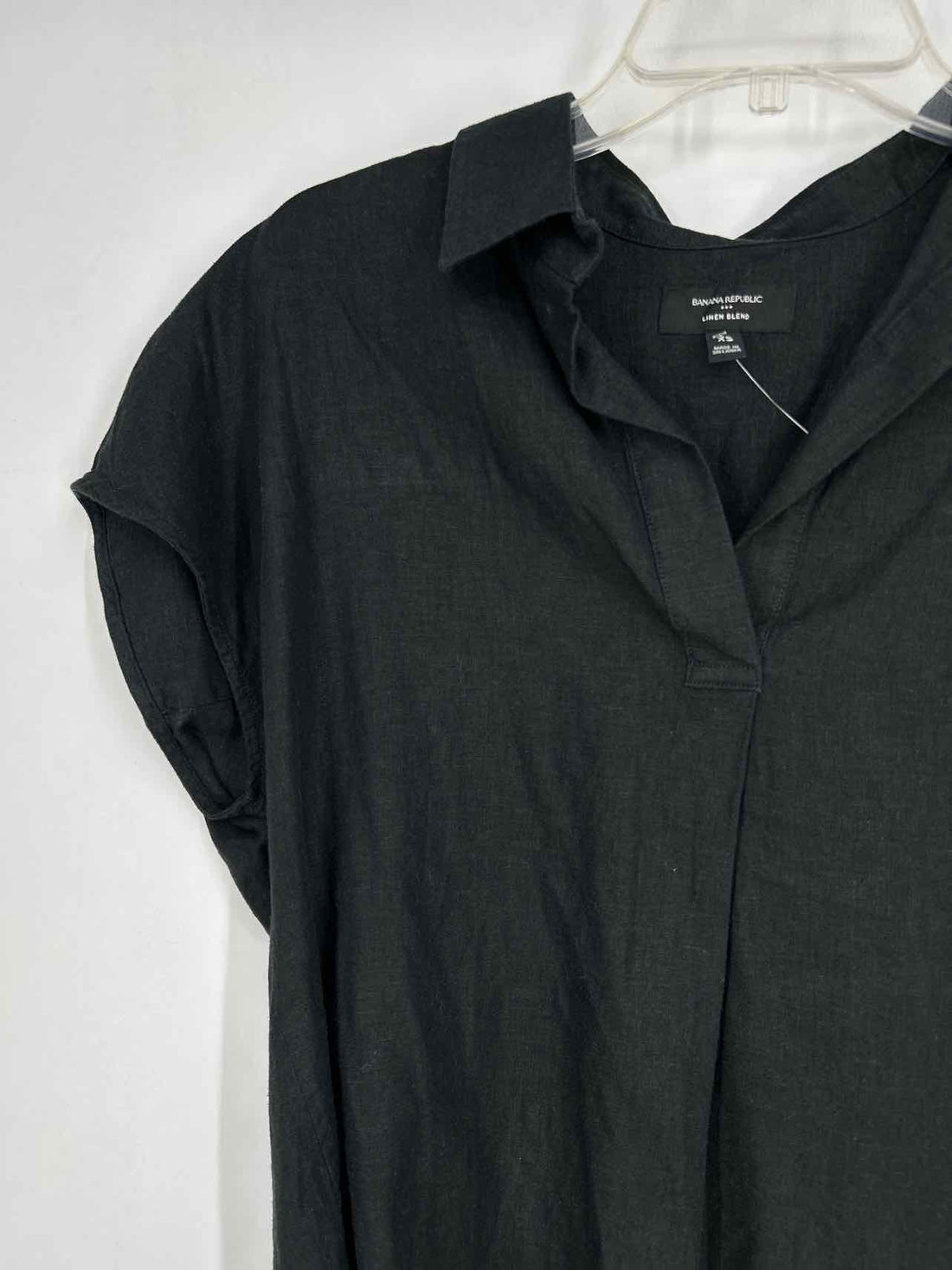 Banana Republic Size XS Black Linen Blend Short Sleeve