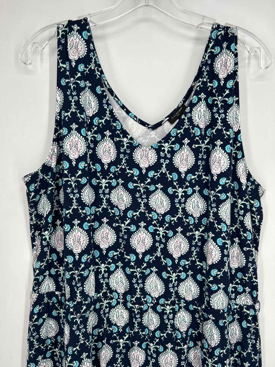 Talbots Size 1X Navy Print Sleeveless Dress