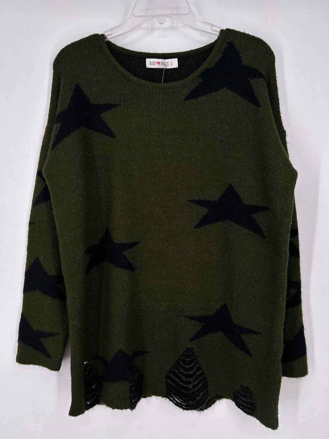 Buddy Love Basics Size S Dark Green & Black Sweater