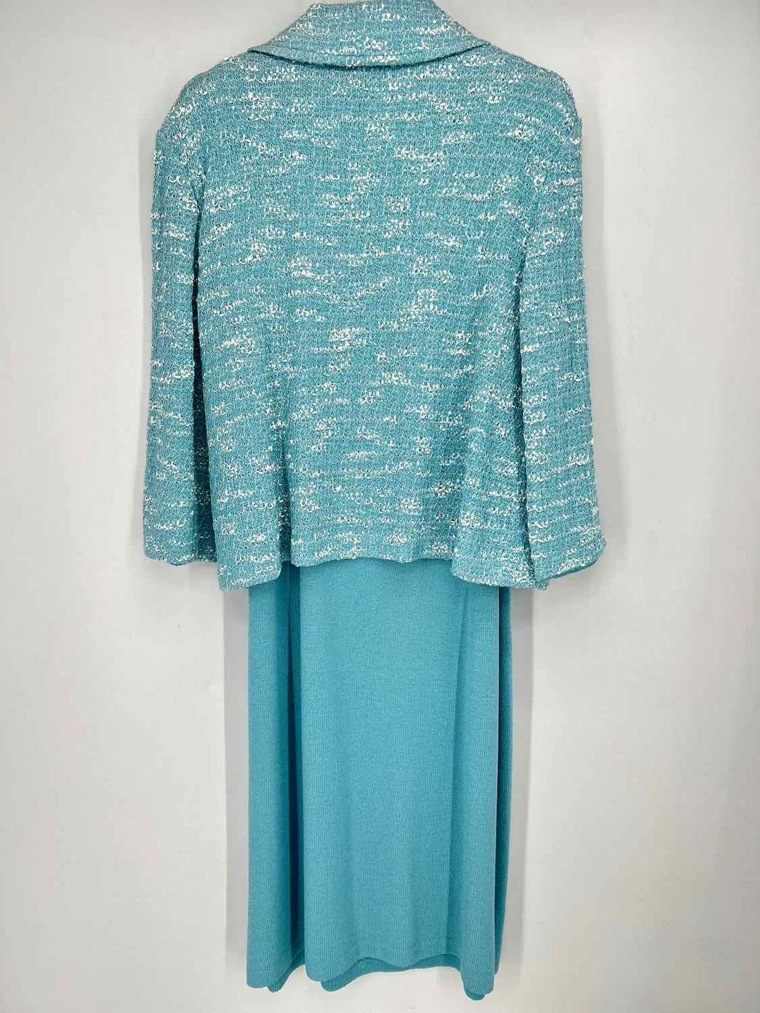 St John Size 16 Light Blue & White Tweed 2PC Sweater Set