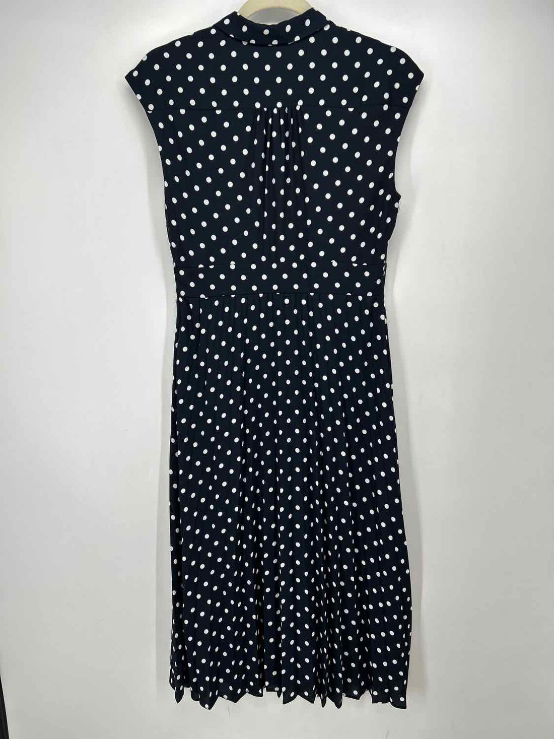 J Crew Size 4 Navy Polkadot Pleated Short Sleeve Dress