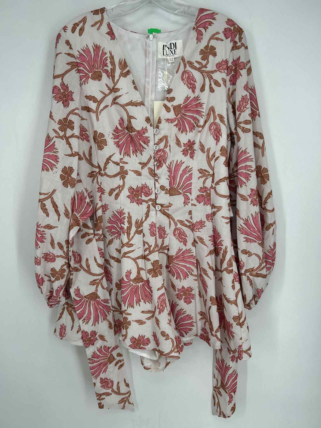 Indi Luxe Size XL White Pink & Brown Floral NWT Rompers