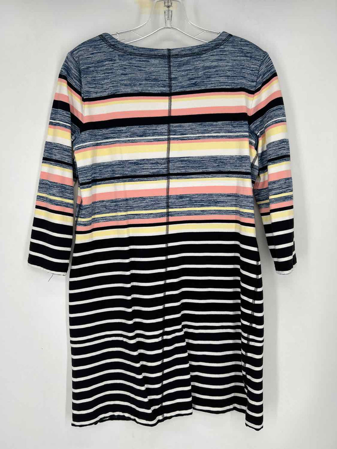 T By Talbots Size S blue & black stripe Long Sleeve Dress