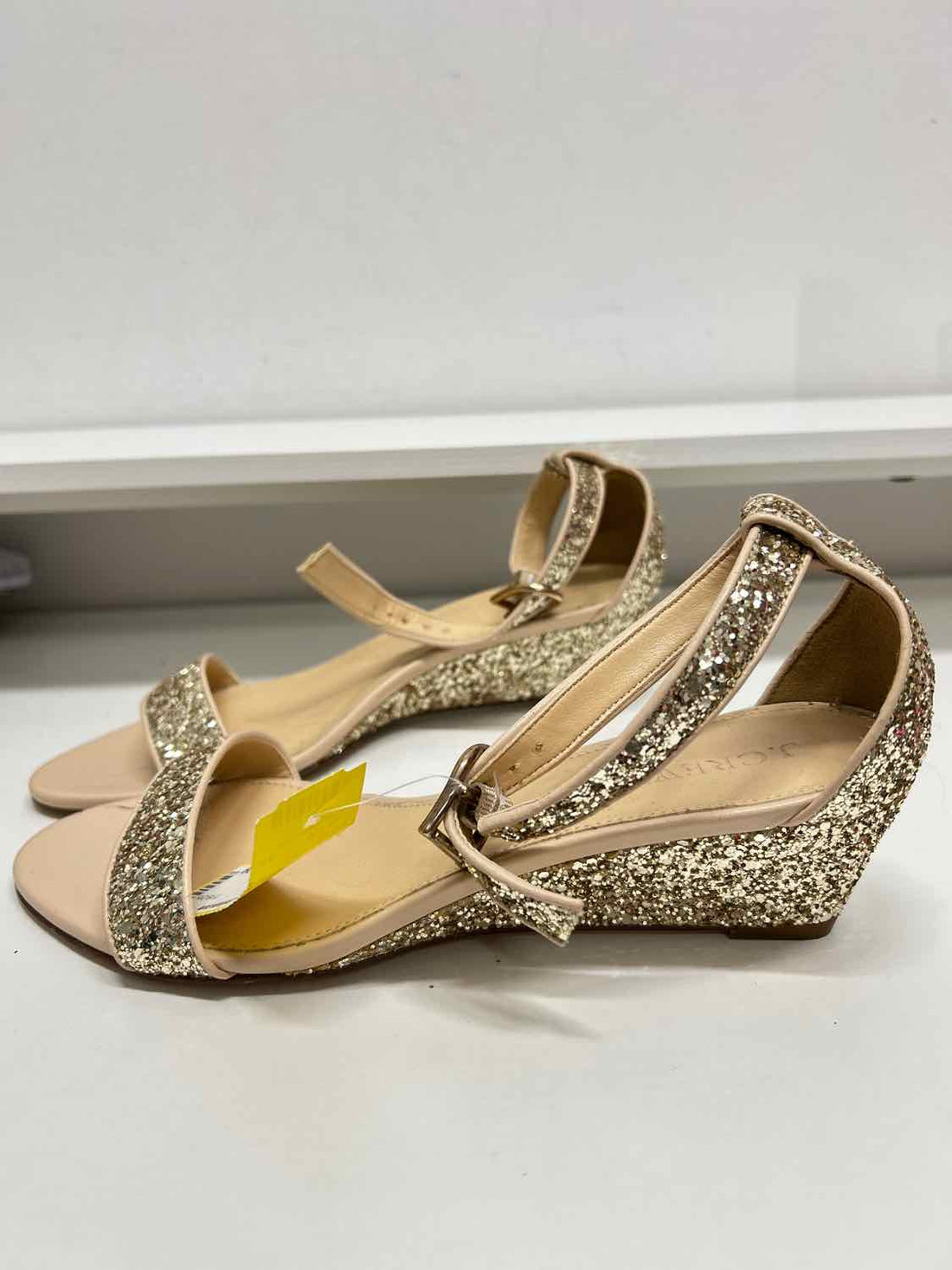 J Crew Women Size 8.5 Gold Glitter Wedges