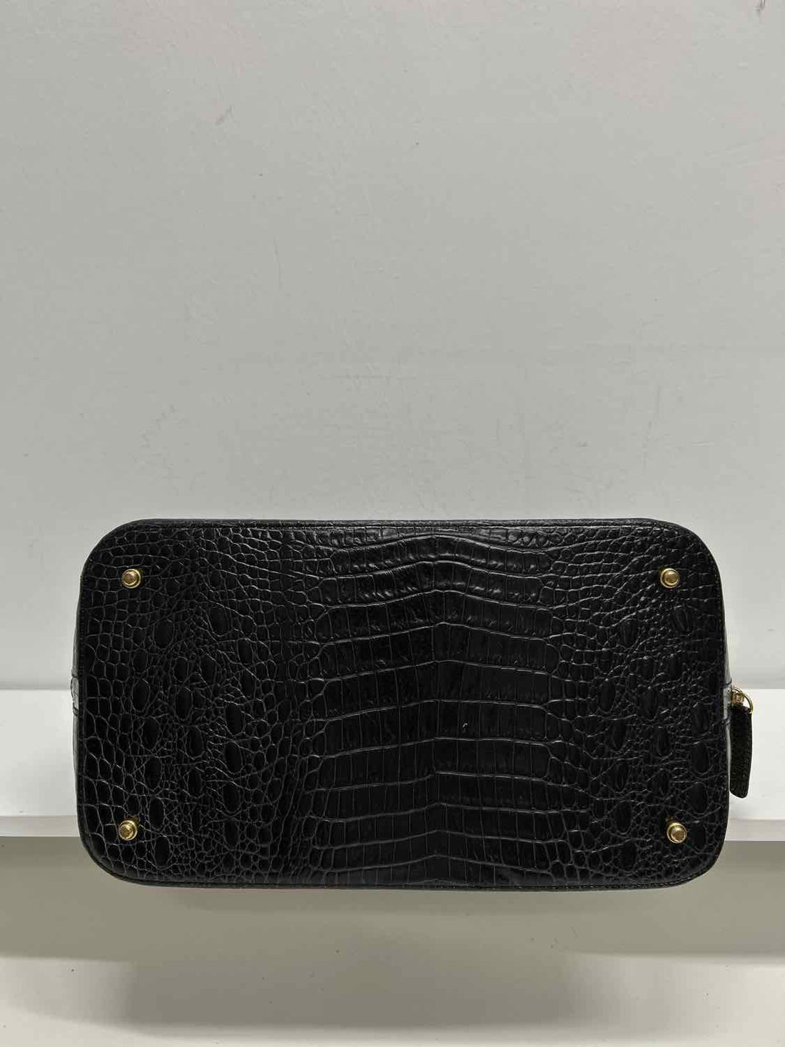 Brahmin Black & Bronze Croc Embossed Leather Pre Owned Satchel