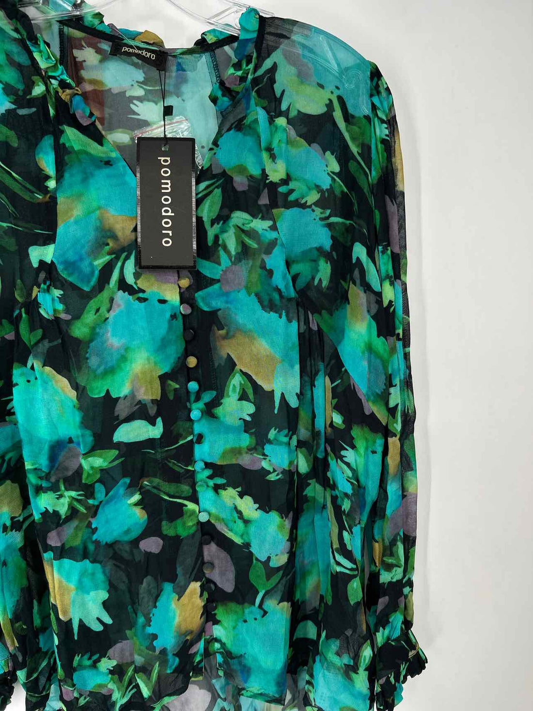 Pomodoro Size 8 Navy Print NWT Long Sleeve