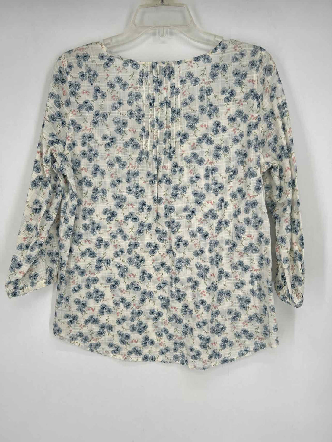 Lauren Ralph Lauren Size S White & Blue Floral Long Sleeve