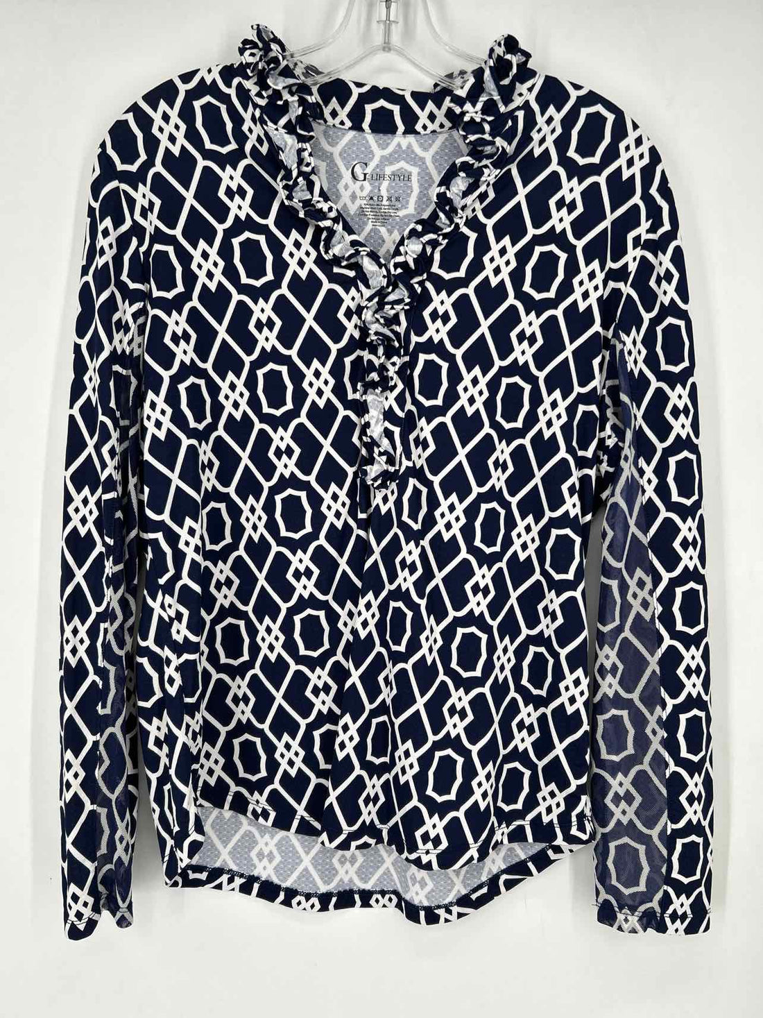 G lifestyle Size L Navy & White Long Sleeve Active Tops
