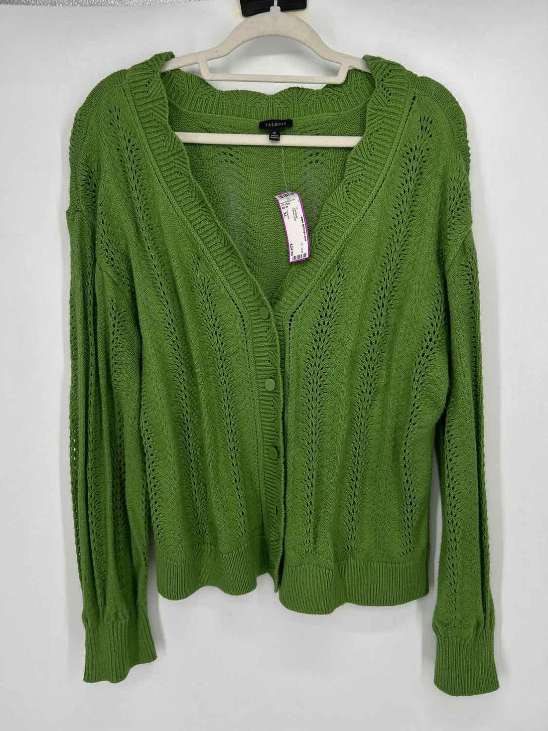 Talbots Size XL Green Knit Cardigan