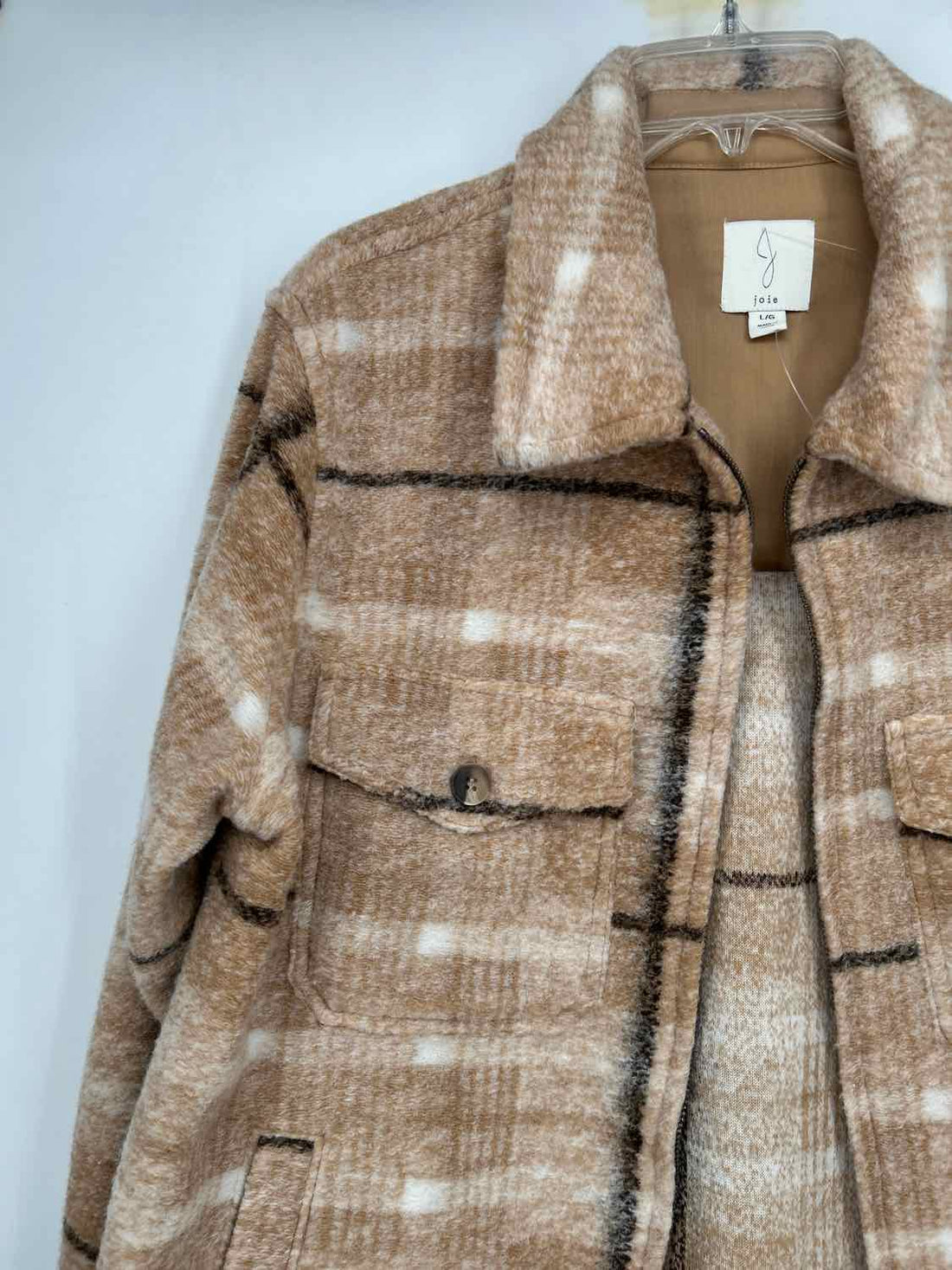 Joie Size L Camel Plaid Shacket