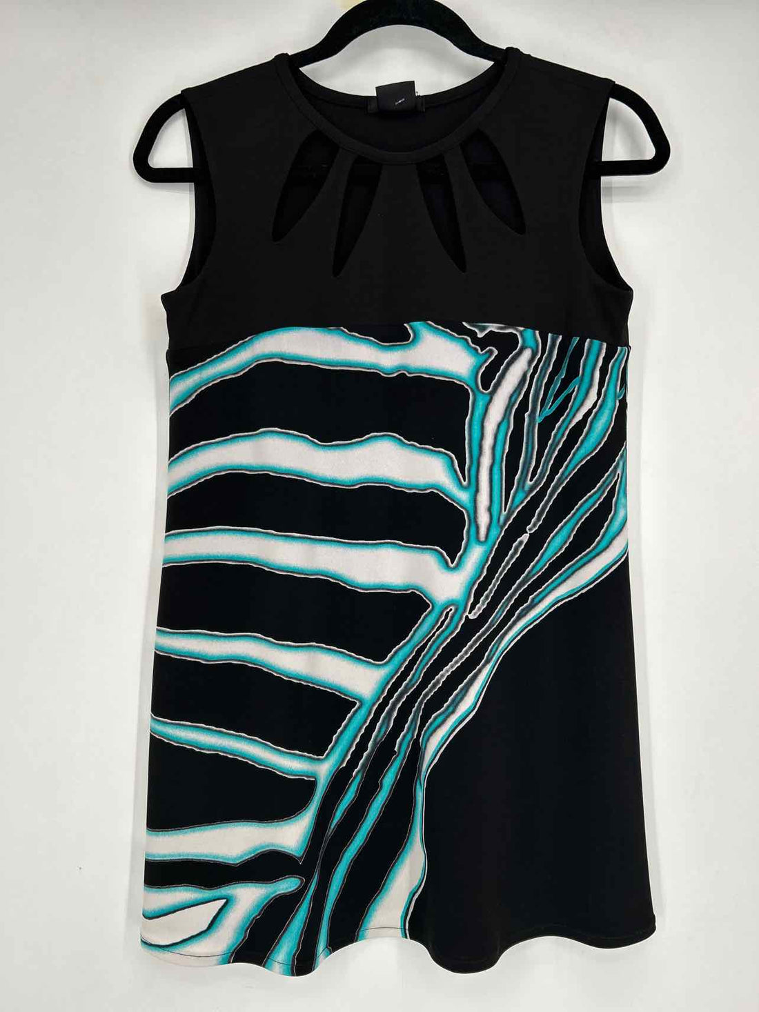 Eva Varro Size S Black Print Sleeveless Dress