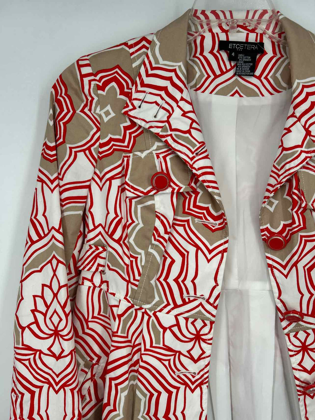 Etcetera Size 4 Tan Red & White Jacket