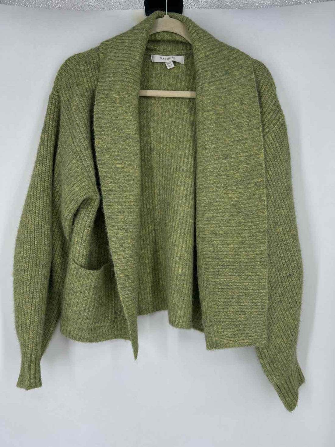 Flat White Size One Size Light Green Wool Blend Cardigan