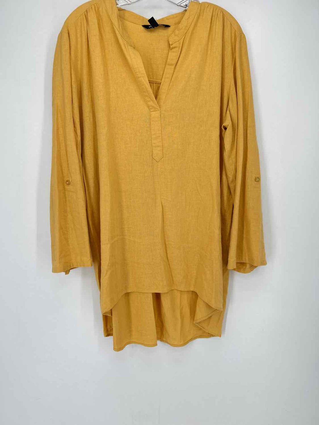 Ellen Tracy Size XL Yellow Linen/Viscose Long Sleeve