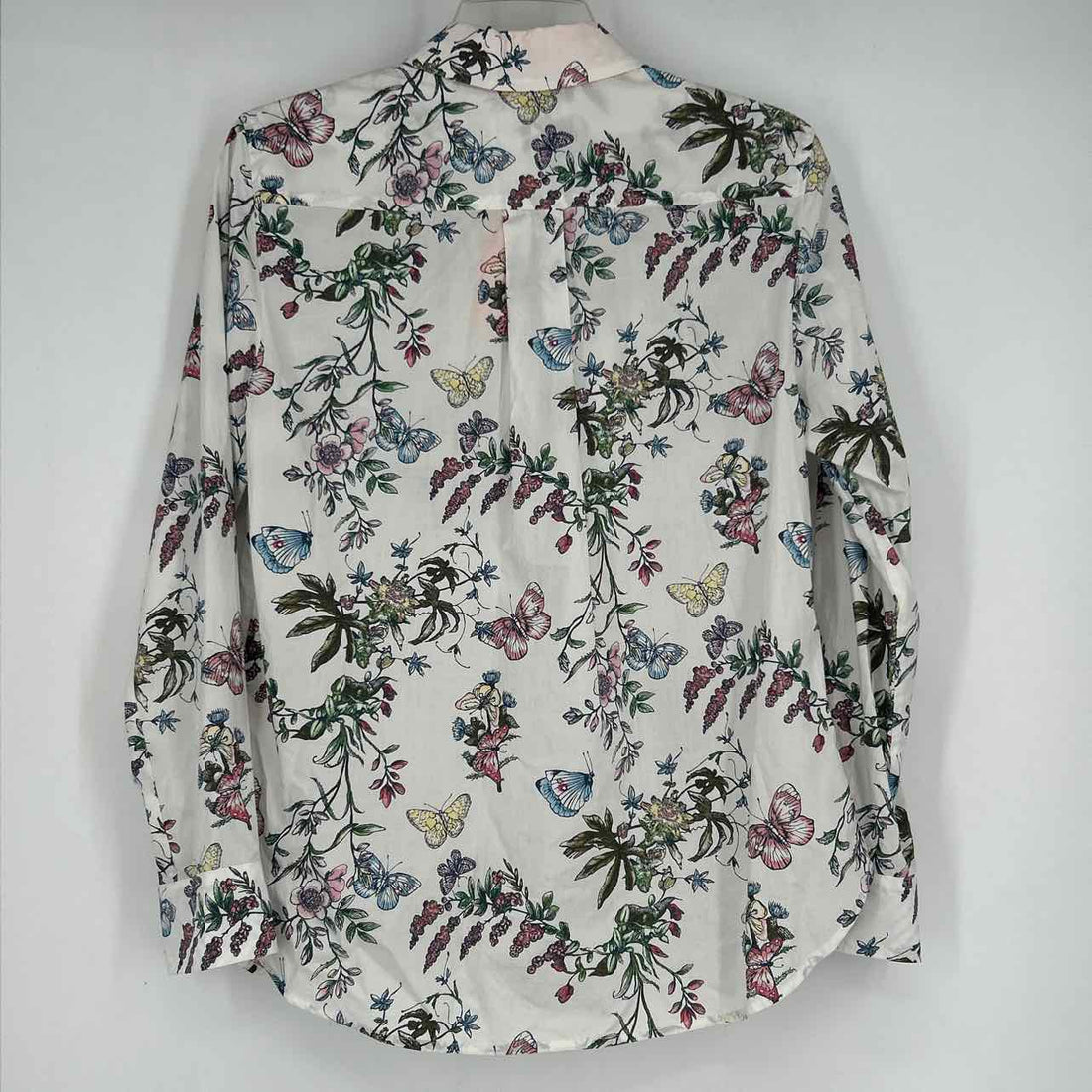Talbots Size S White Floral Long Sleeve