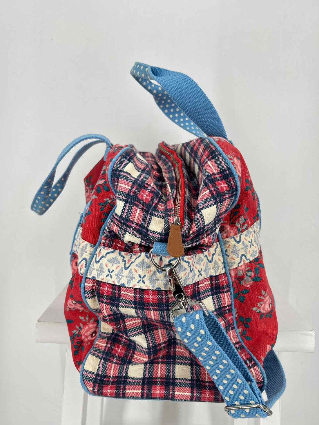 Matilda Jane Red & Blue Print Canvas Pre Owned Duffel