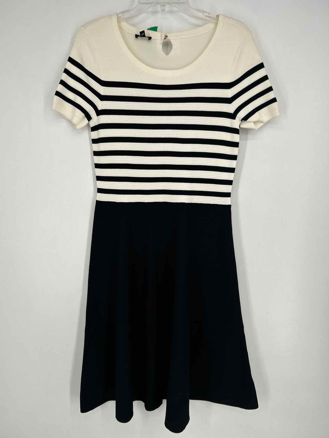 Talbots Size S White & Black Striped Short Sleeve Dress