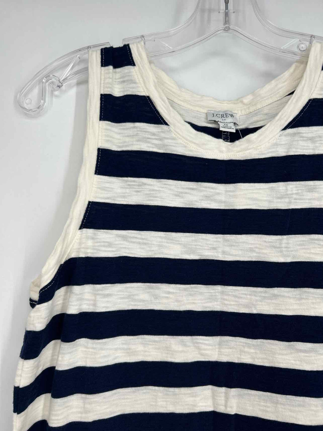 J Crew Size M White & Navy Striped Dress
