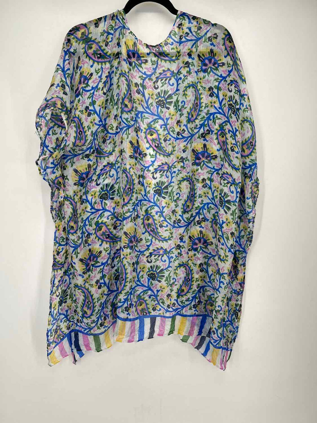 Soft Surroundings Size S/M White Print Silk Kimono