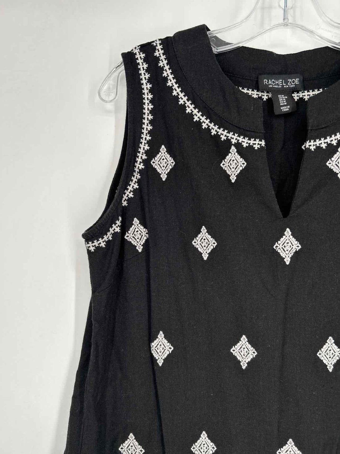 Rachel Zoe Size M Black & White Embroidered Sleeveless Dress
