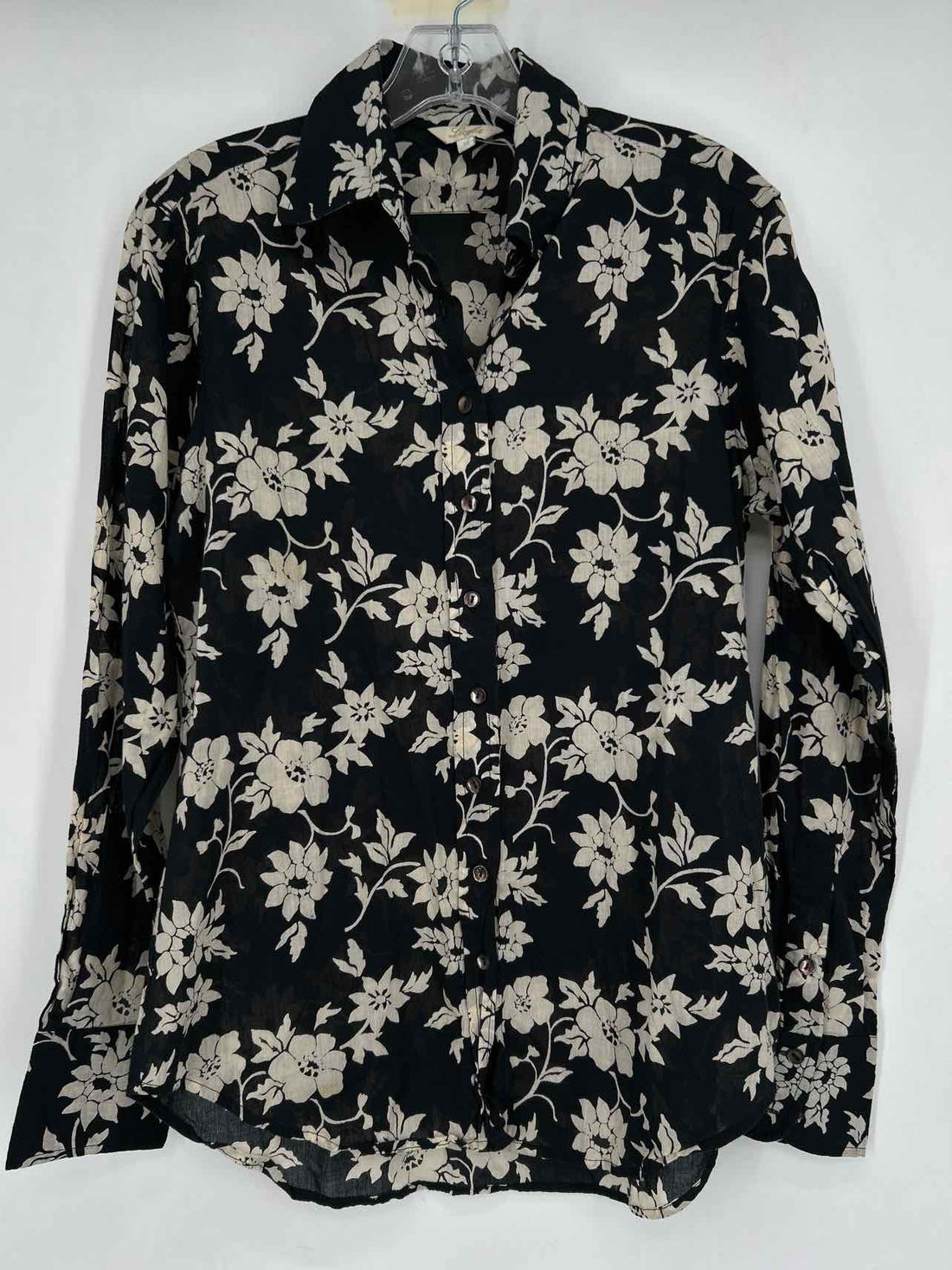 Layla Size M Black & Beige Floral Long Sleeve