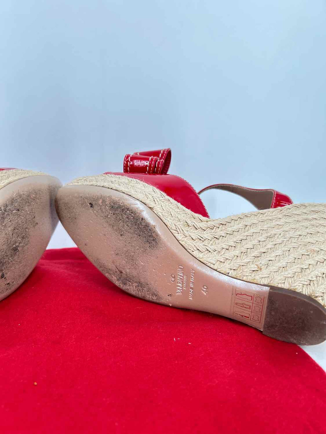 Valentino Garavani Women Size 40(9) Red Patent Leather Wedges