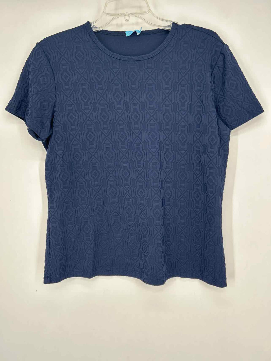 J McLaughlin Size XL Navy Textured Short Sleeve