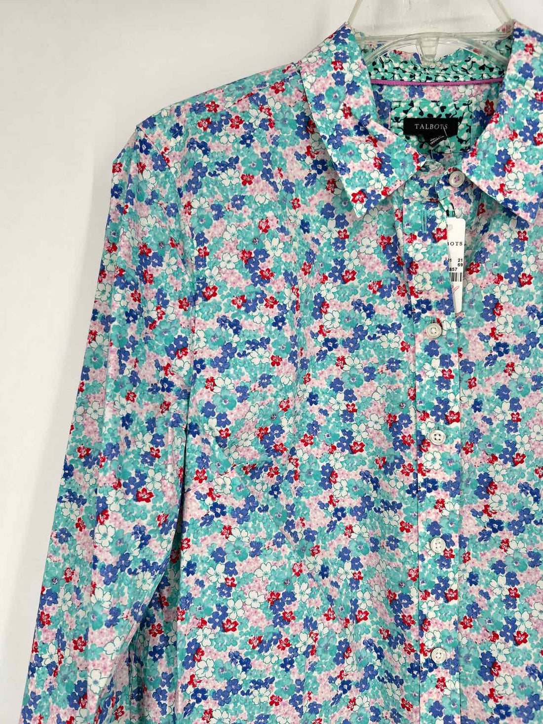 Talbots Size M Aqua & Blue Floral NWT Long Sleeve