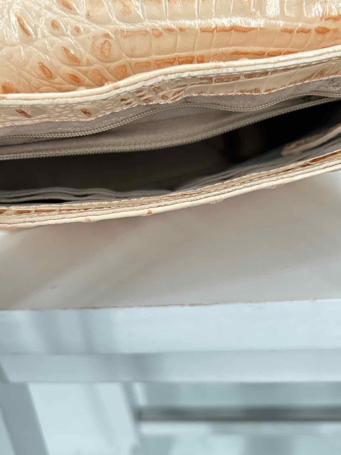 Brahmin Ayla Beige Croc Embossed Crossbody