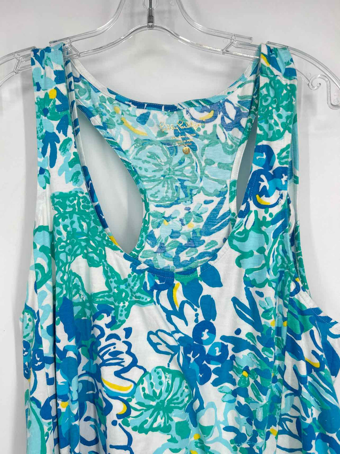 Lilly Pulitzer XL White & Blue Floral Sleeveless Lilly Pulitzer Dress