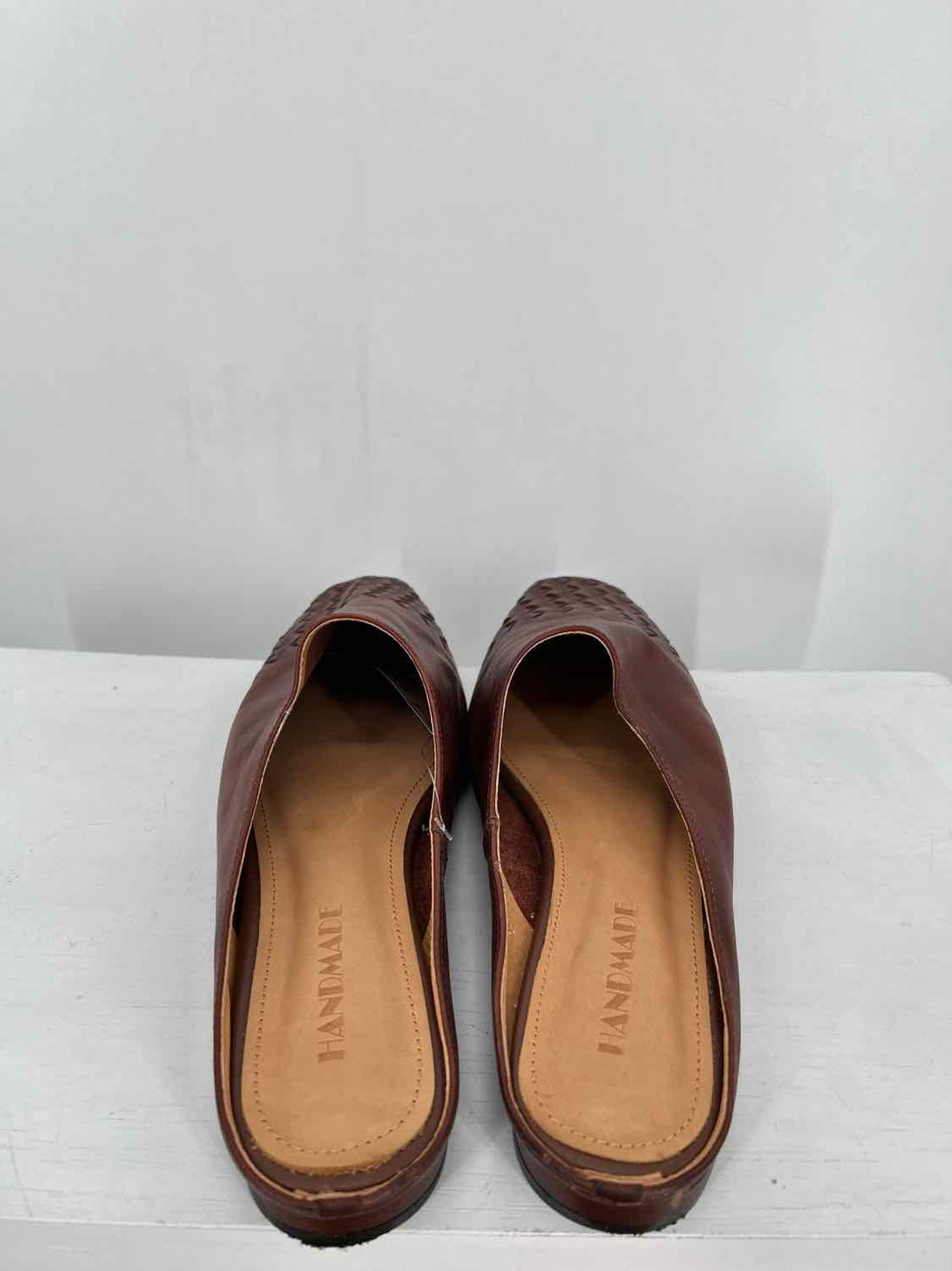 Handmade Women Size 38 (7.5-8) Brown Square Toe Mules