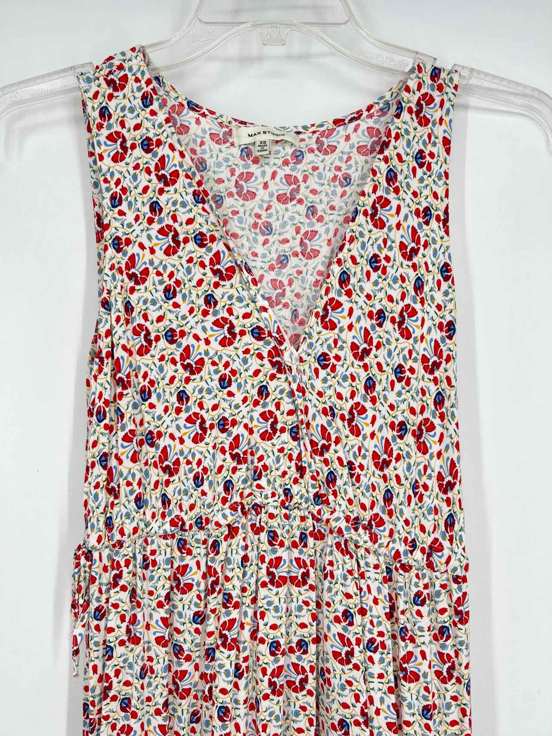 Max Studio Size XS White & Red Print Sleeveless Dress