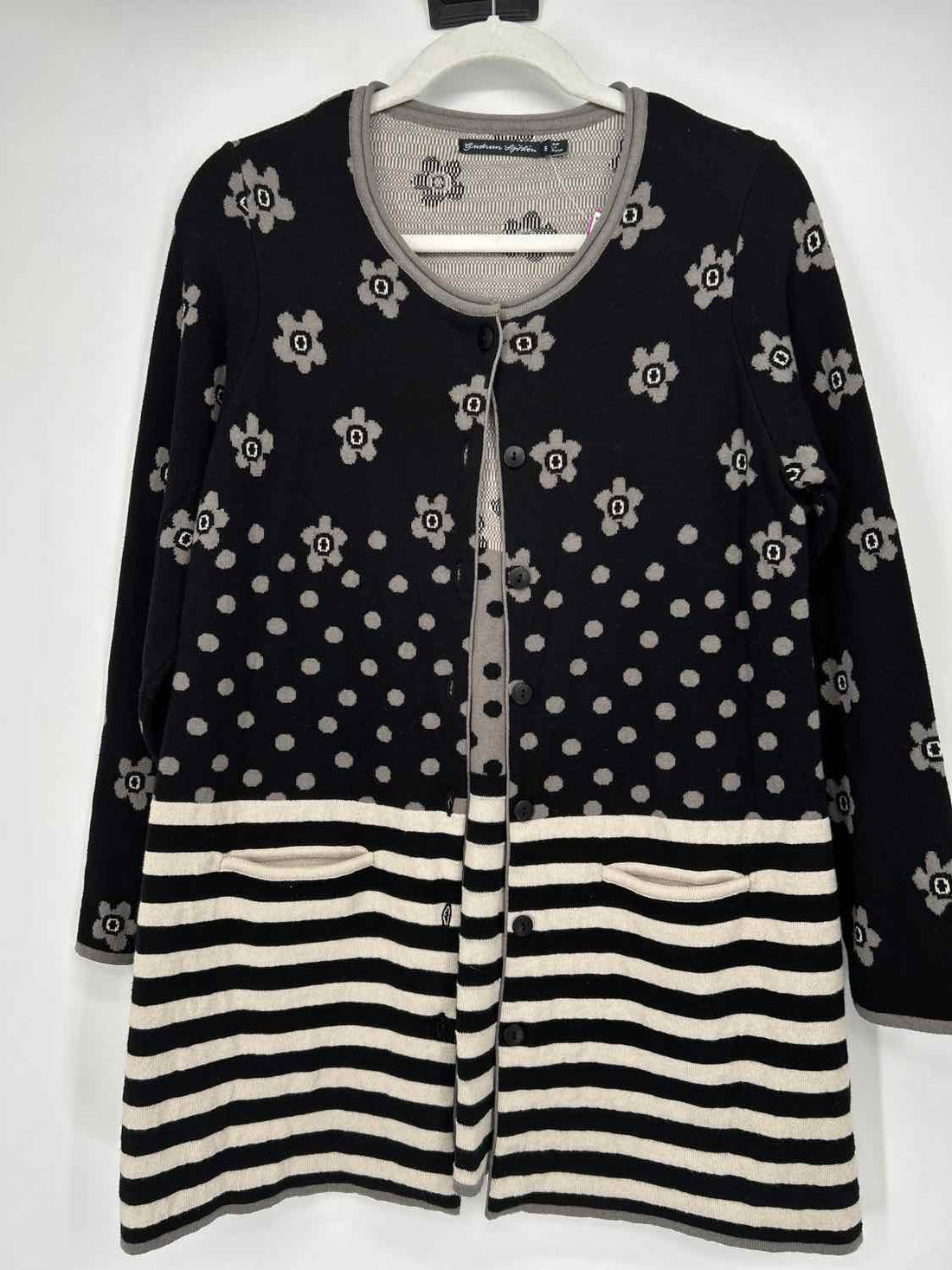 Gudrun Sjoden Size S Black & Gray Cotton Cardigan