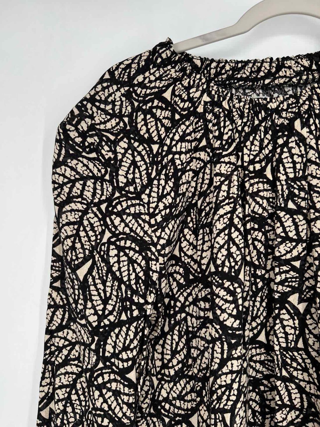 Nic+Zoe Size L Black & Beige Print Long Sleeve