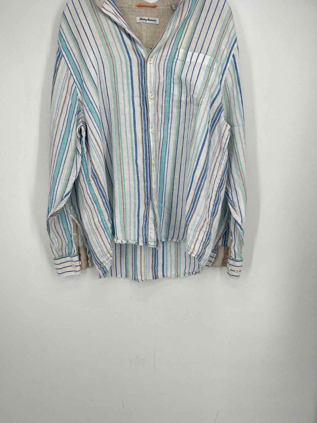 Tommy Bahama Size L White Striped Long Sleeve