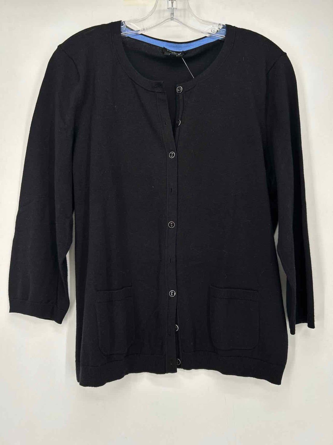 Talbots Size XLP Black Pima Cotton Cardigan