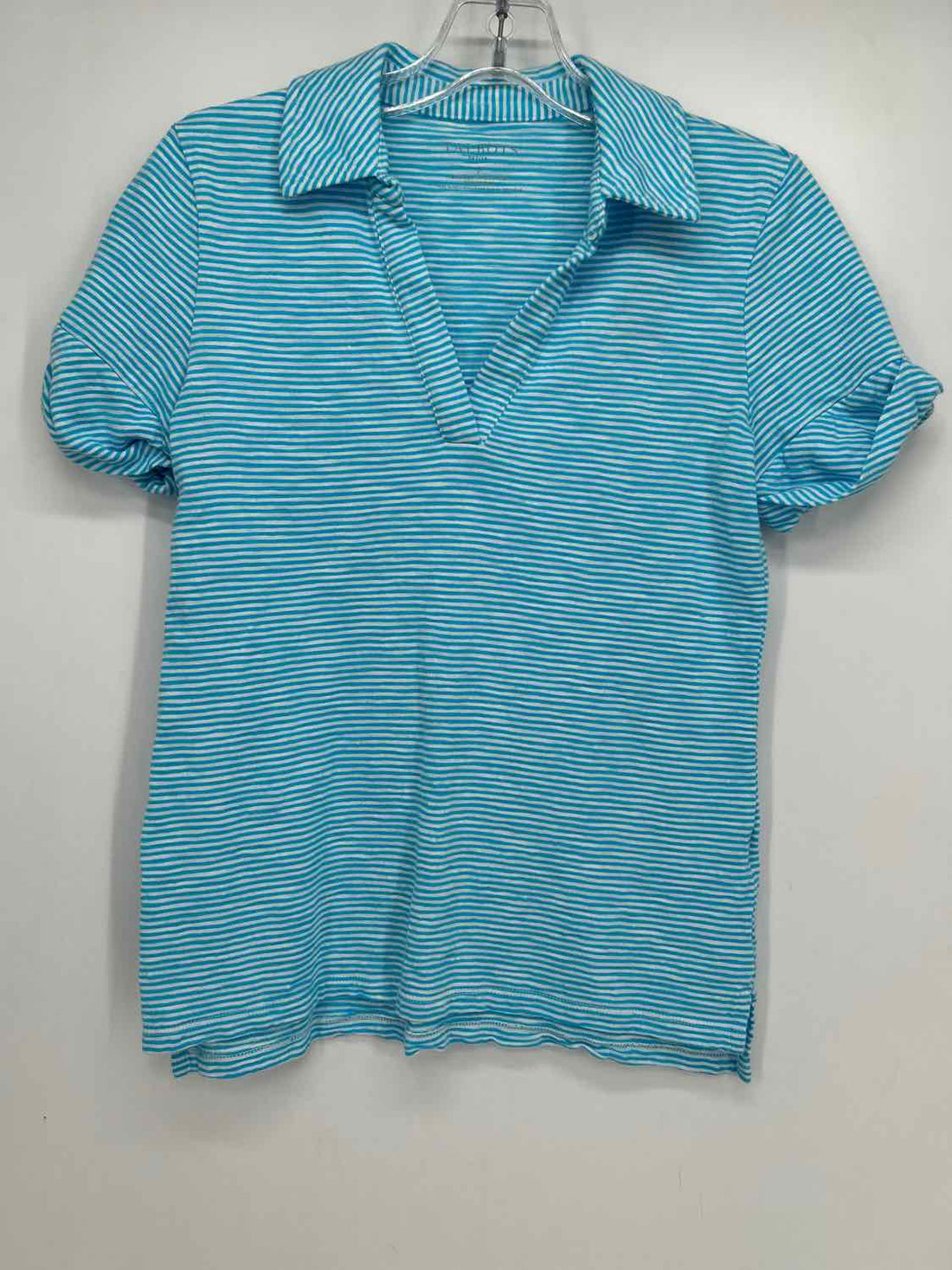 Talbots Size P Blue & White Striped Short Sleeve