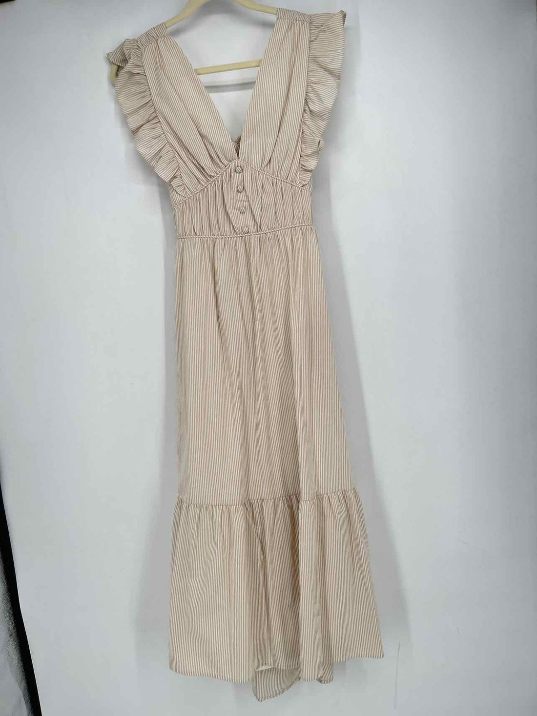 Allie Rose Size L Tan & White Striped NWT Dress