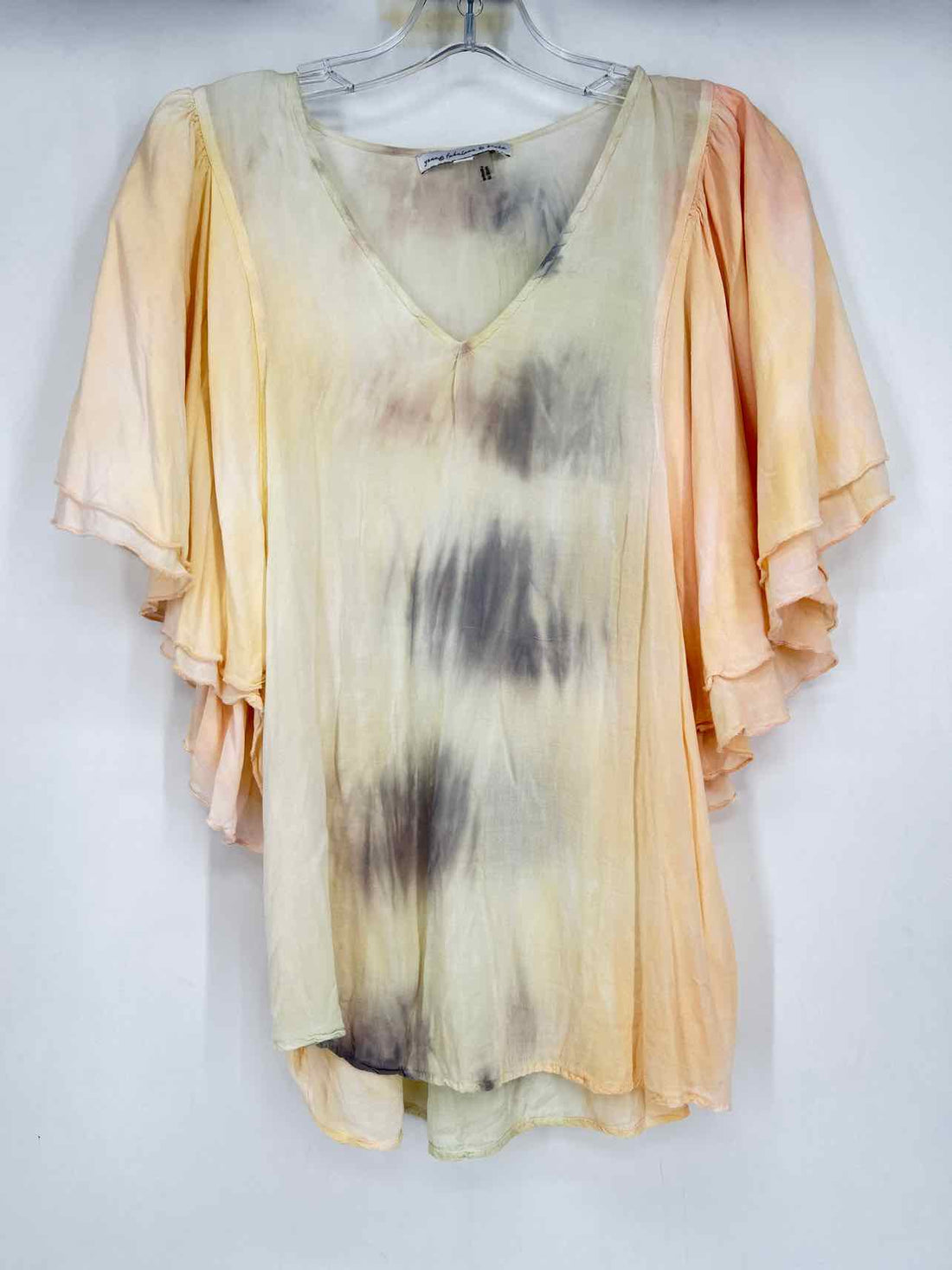Young Fabulous + Broke Size M Peach & Yellow Tie Dye Short Sleeve