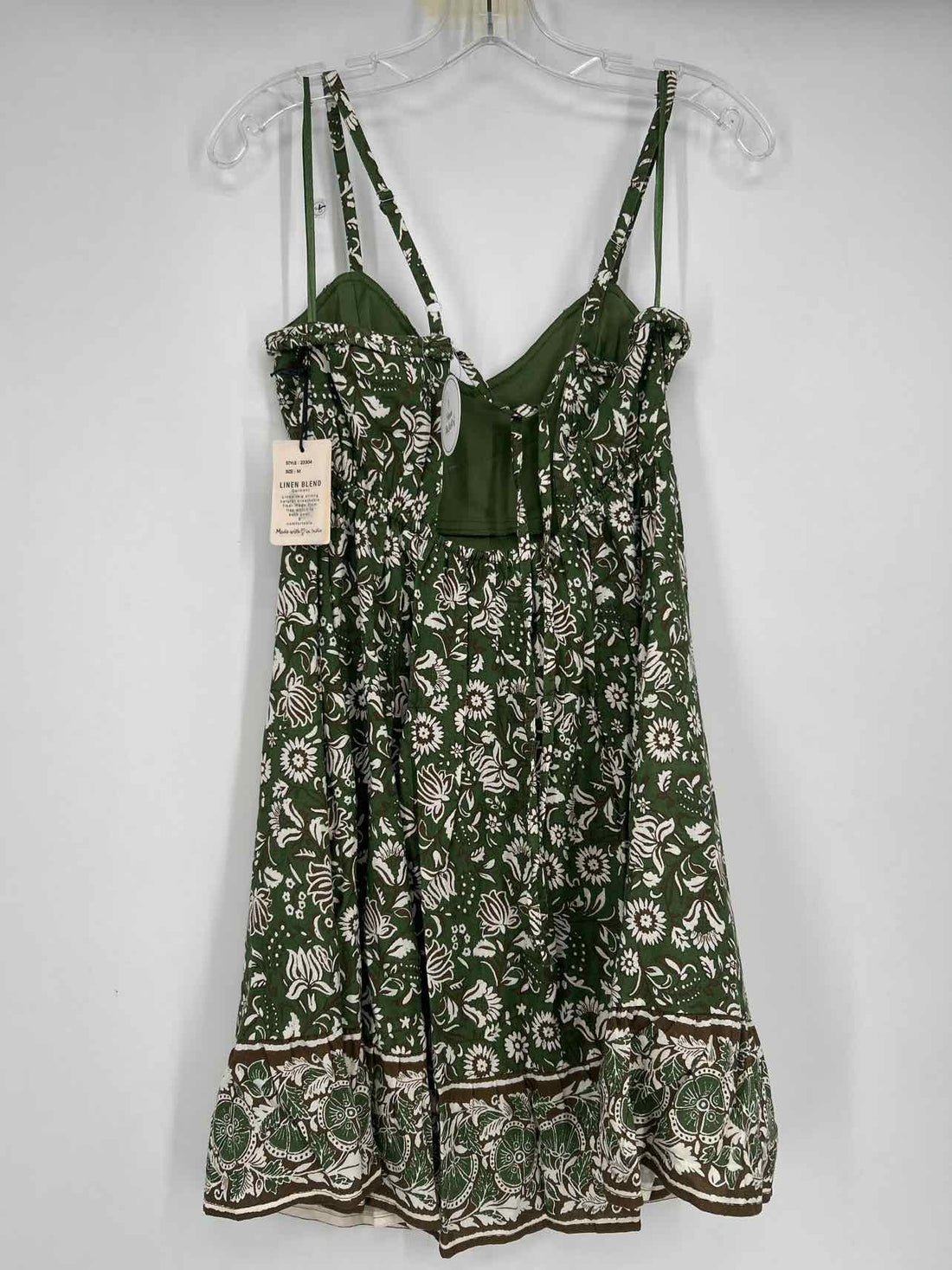 Sincerely Jules Size M Green & White Floral Linen Blend NWT Dress