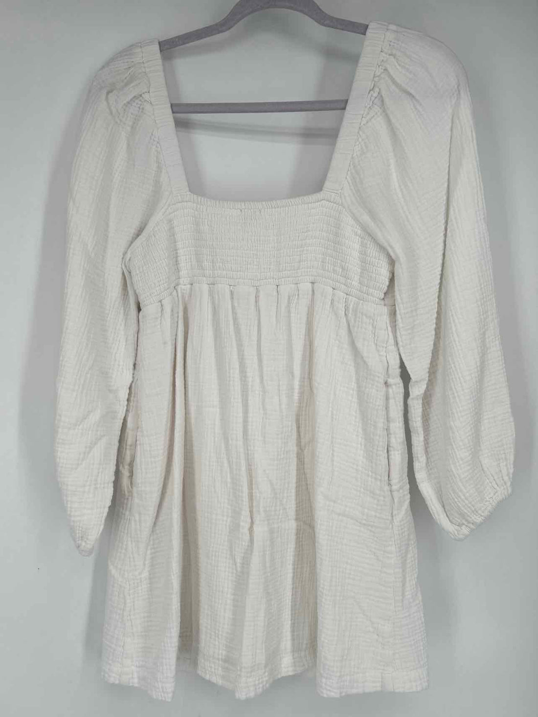 J Crew Size S White Gauze Long Sleeve Dress