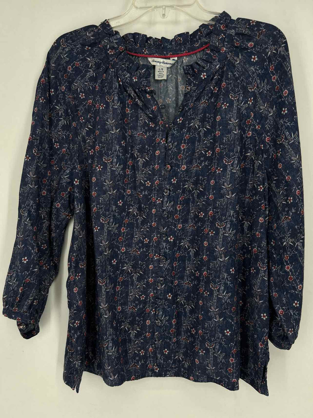 Tommy Bahama Size L Navy Print Long Sleeve