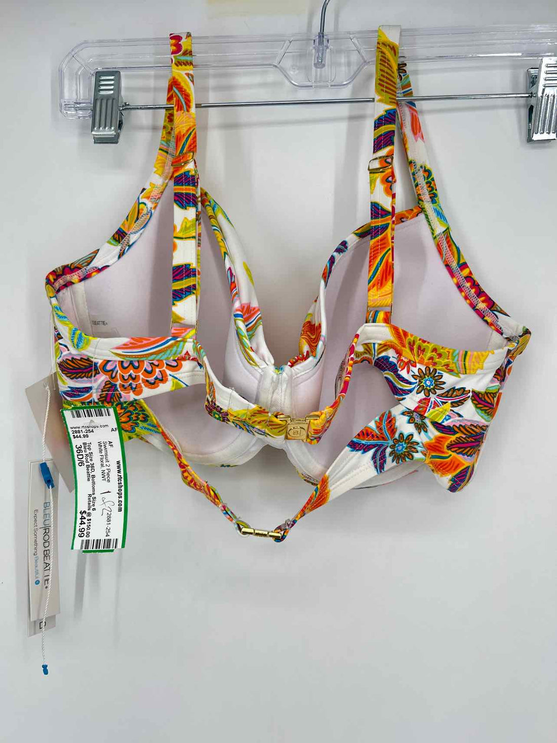 Bleu Rod Beattie Size 36D/6 White Floral NWT Swimsuit 2 Piece