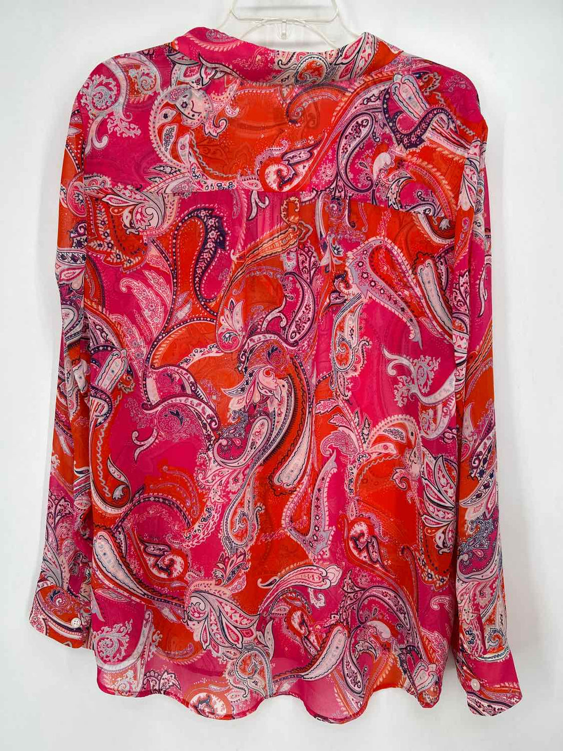 Chicos Size 3(XL) Pink & Orange Print Pre Owned Long Sleeve
