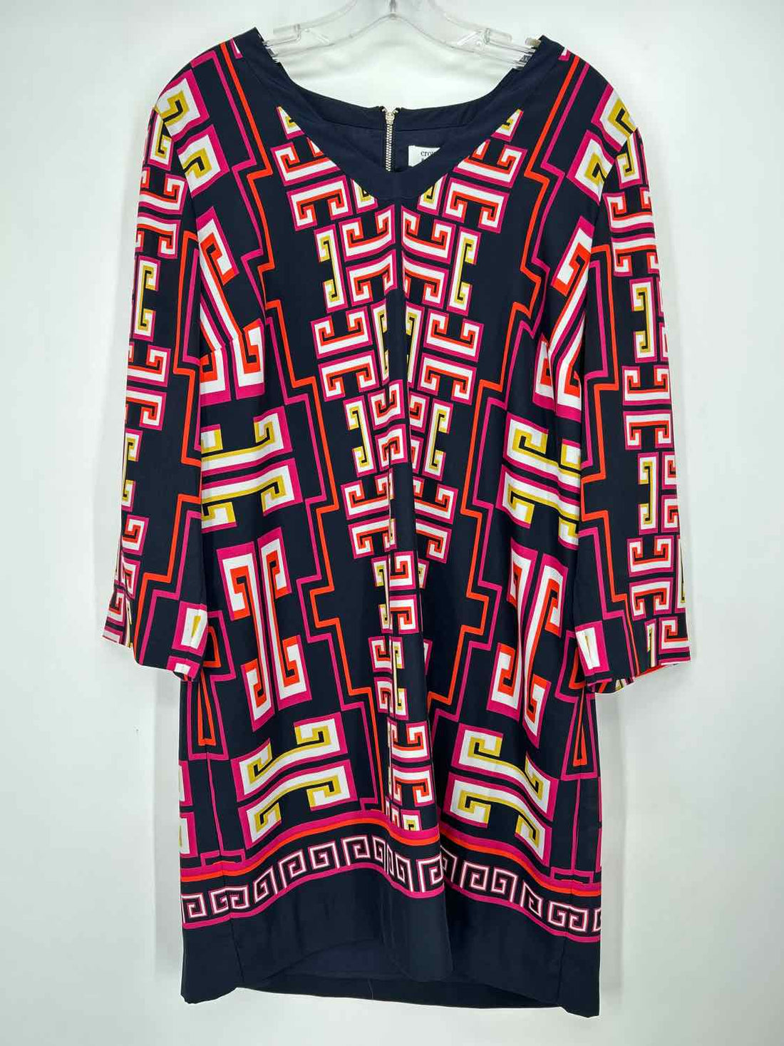 Crown & Ivy Size 14 Navy Print Long Sleeve Dress