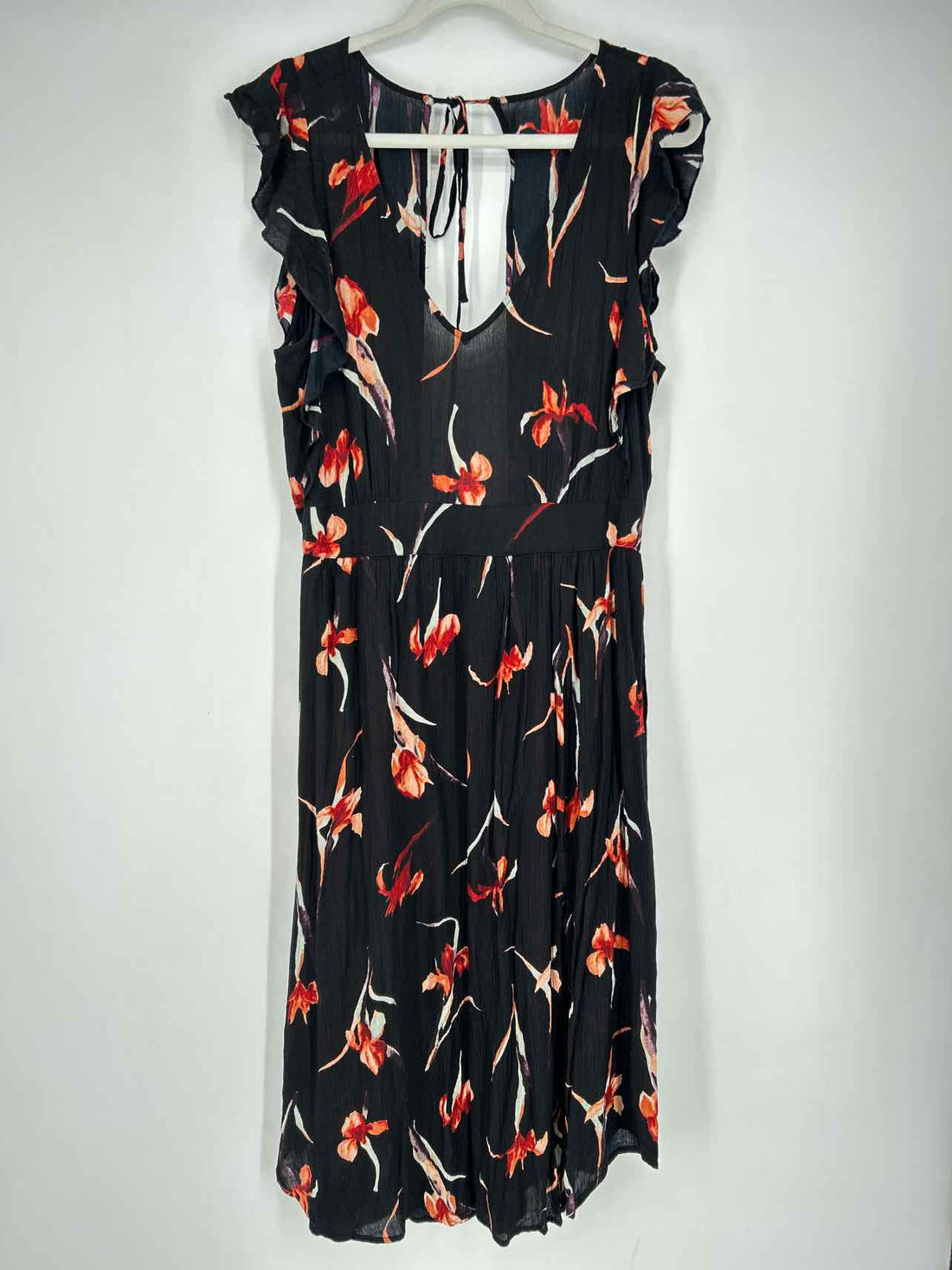 Oneil Size XL Black Floral Short Sleeve Dress