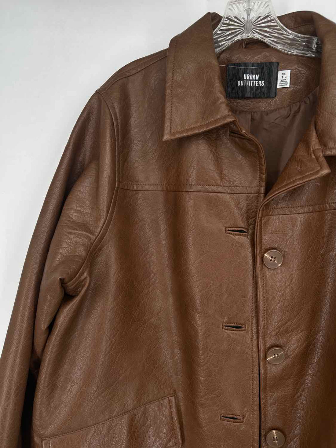 Urban Outfitters Size XL Brown Faux Leather Jacket