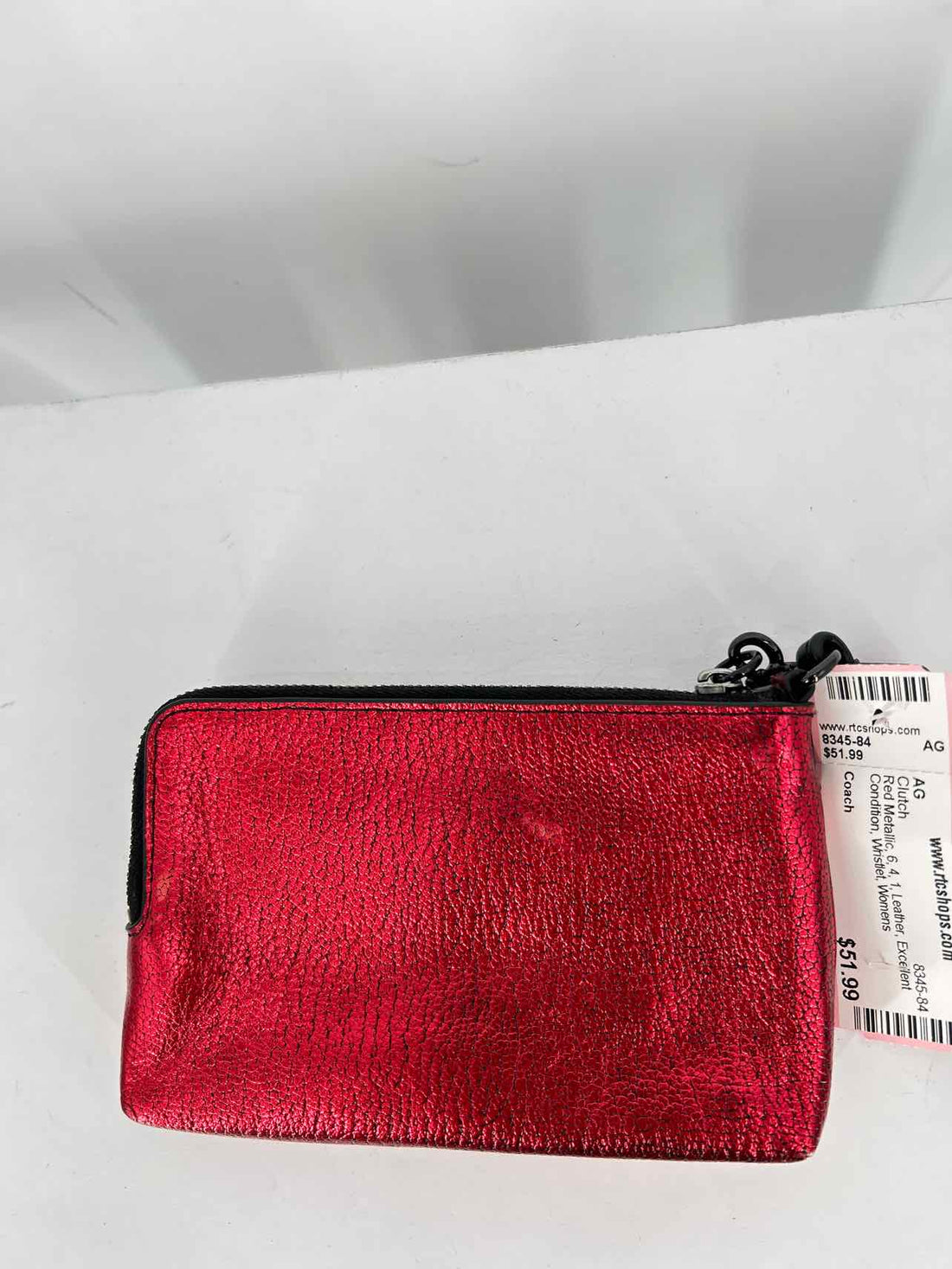 Coach Red Metallic Leather Excellent Condition Clutch