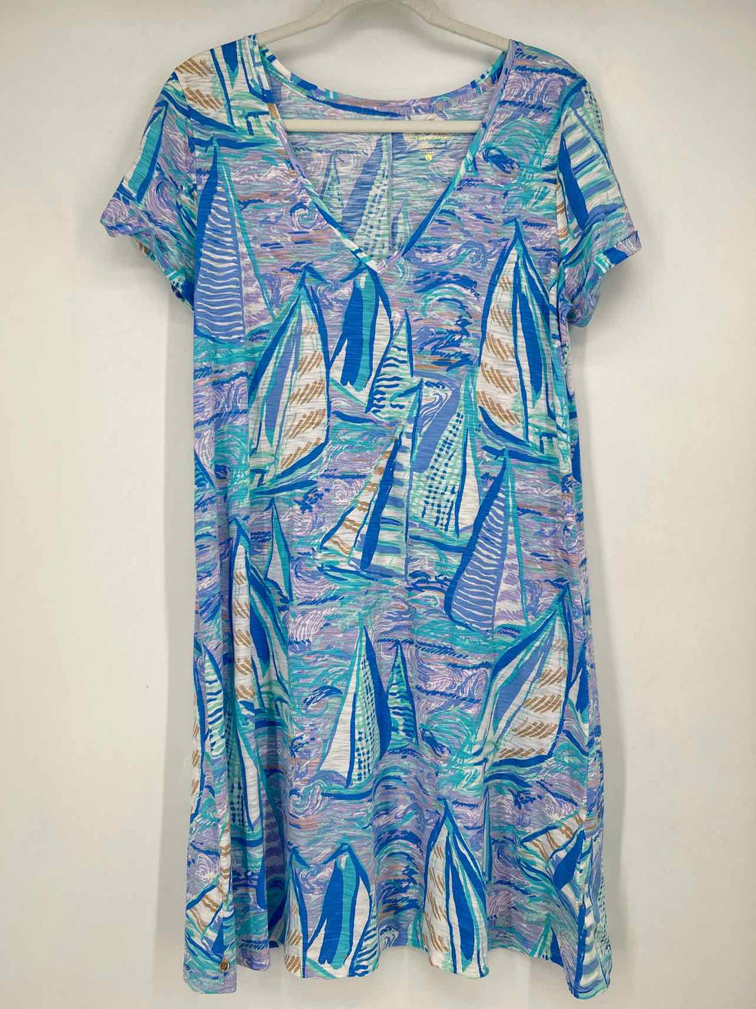 Lilly Pulitzer L Purple & Blue Print Cotton Lilly Pulitzer Dress
